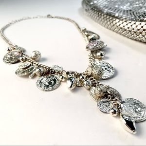 Republic Francaise French Coin Charm Silver Tone Cable Chain Link Necklace 16”